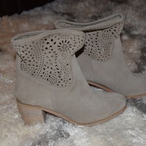 Tan booties and Laser cut detail